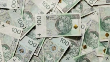 Polonya para birimi (PLN). Dönen para, en iyi manzara. Polonya parası.