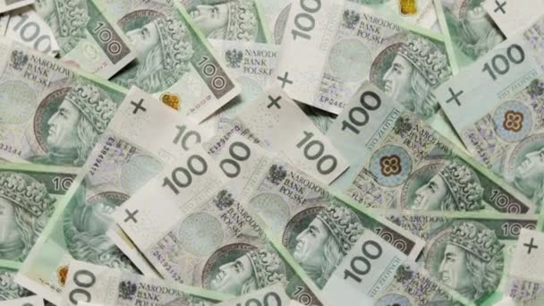 Polnische Währung Pln Spinning Money Draufsicht Polnisches Geld — Stockvideo