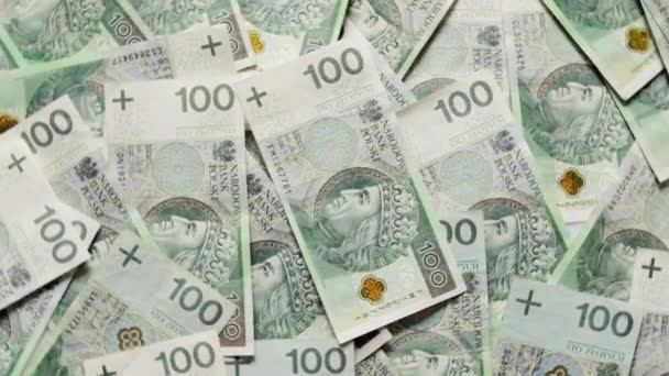 Польська Валюта Pln Спрячь Деньги Взглянуть Польські Гроші — стокове відео