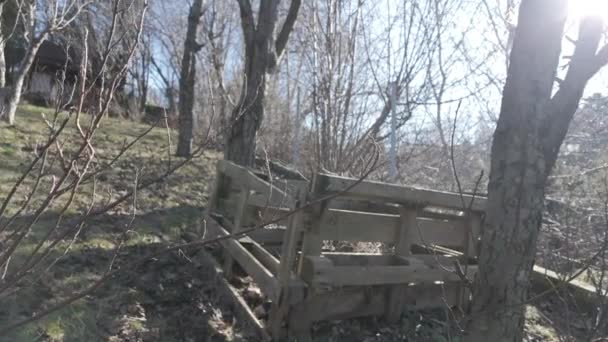 Drewniany Kompostownik Paletowy Ogrodzie Nakręcone Profilu Koloru Dziennika — Wideo stockowe
