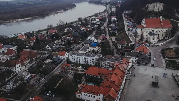 Kazimierz Dolny Polen Schöne Kleine Stadt Über Der Weichsel Drohnen lizenzfreie Stockbilder