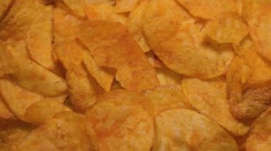 Patates cipsi yakın. Atıştırmalık fotoğraf.