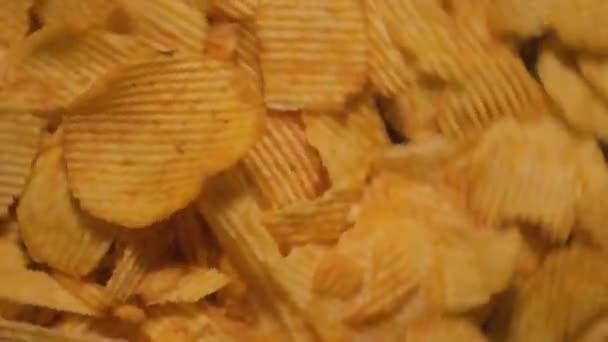 Les Chips Pommes Terre Rapprochent Snack Photo Nourriture — Video