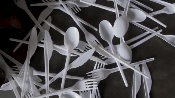 Plastic Disposable Cutlery Forbidden European Union — Stock Video