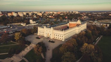 Ortaçağ Lublin kalesi. İHA görüntüsü. 