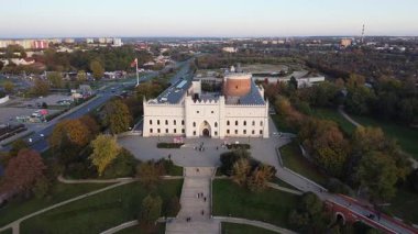 Lublin, Poalnd 'da. Sonbaharda Lublin Kraliyet Kalesi 'nin Hava Görüntüsü
