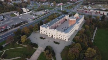 Lublin, Poalnd 'da. Sonbaharda Lublin Kraliyet Kalesi 'nin Hava Görüntüsü