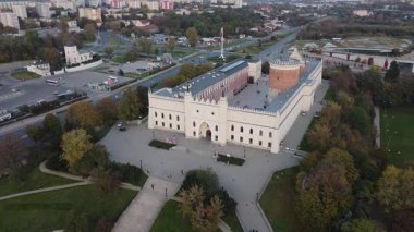Lublin, Poalnd 'da. Sonbaharda Lublin Kraliyet Kalesi 'nin Hava Görüntüsü