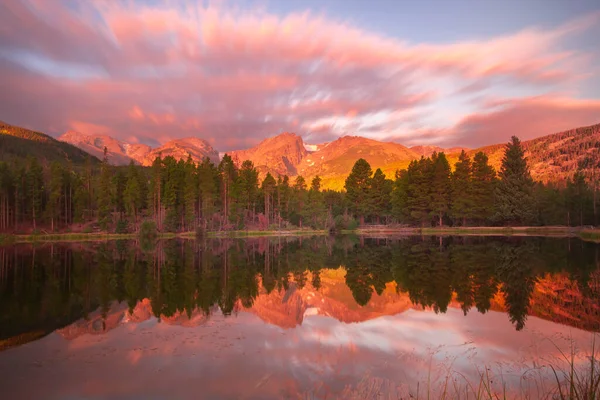 Sprague Lake Sunrise Rocky Mountain National Park — Stockfoto