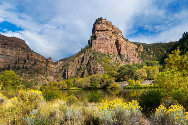 Podzimní Sezóna Podél Glenwood Canyon Hned Glenwood Springs Colorado — Stock fotografie