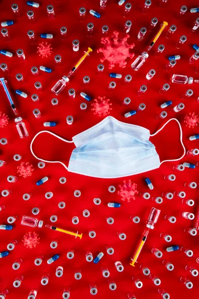 防冕病毒及Sars大流行的医疗口罩 — 图库照片