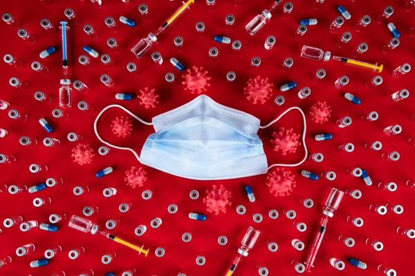 Skydd Mot Mask Och Koronavirus Pandemisk Bakgrund — Stockfoto