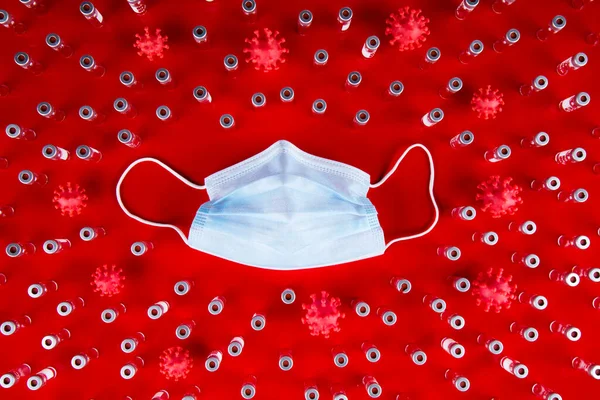 Maschera Protezione Contro Virus Corona Isolati Sfondo Pandemico — Foto Stock