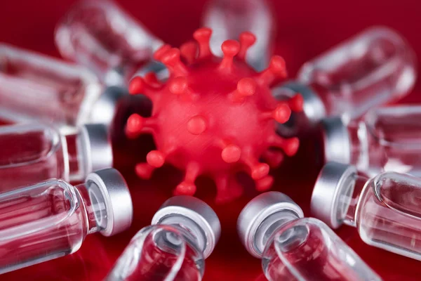 Flacons Vaccin Contre Coronavirus Contexte Pandémique — Photo