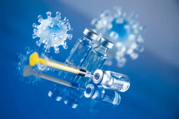 Flaconi Vaccino Coronavirico Fondo Pandemico — Foto Stock