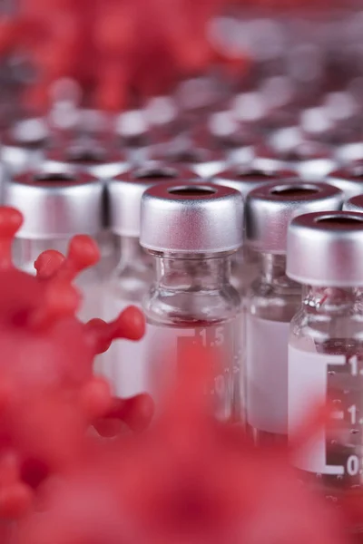 Flaschen Coronavirus Impfstoff Pandemischer Hintergrund — Stockfoto
