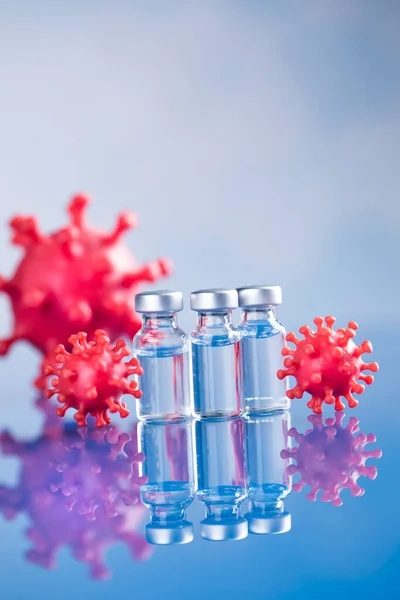 Bottles Coronavirus Vaccine Pandemic Background — Stock Photo, Image