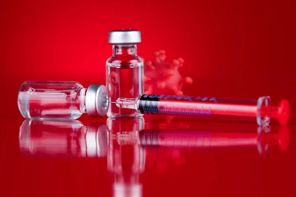 Uzavřete Lékařskou Stříkačku Vakcínou — Stock fotografie