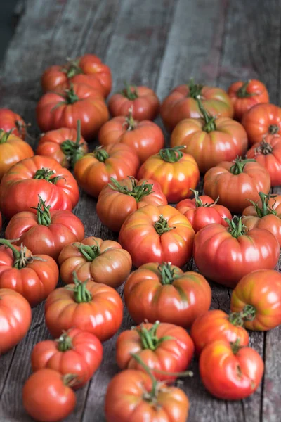 stock image Vegetables, Tomatoes,  on desk in garden 