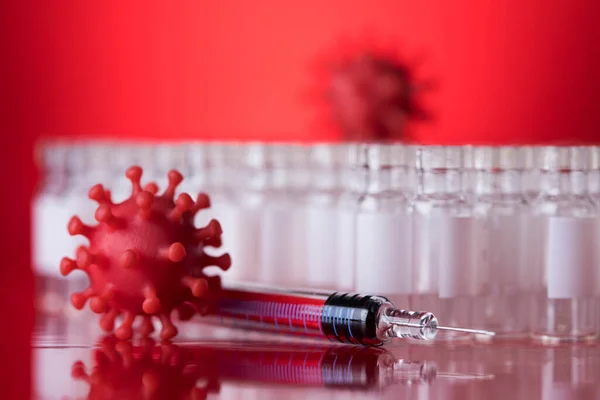 Stäng Den Medicinska Sprutan Med Ett Vaccin — Stockfoto
