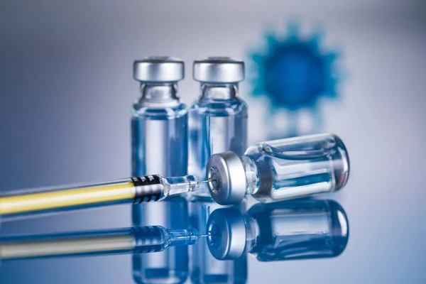 Close Medical Syringe Vaccine Stock Image