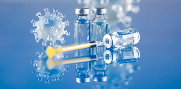 Lahvičky Koronavirová Vakcína Pandemické Pozadí — Stock fotografie