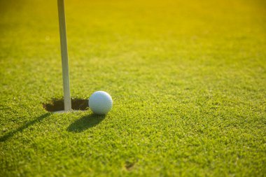 Yeşil çimlerin üzerinde golf topu