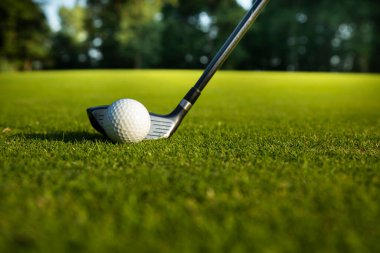 Yeşil sahada golf sopaları.