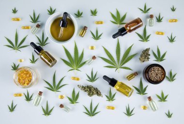 cbd yağı, marihuana yağı, cbd yağı, kenevir tohumu, yağ, esrar, kenevir yaprağı, marihuana yağı, düzlük, üst görünüm