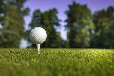 Yeşil çimenlerin üzerinde golf topu