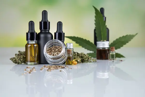 Cannabis Productos Derivados Del Aceite Cáñamo Productos Cbd Con Fines —  Fotos de Stock