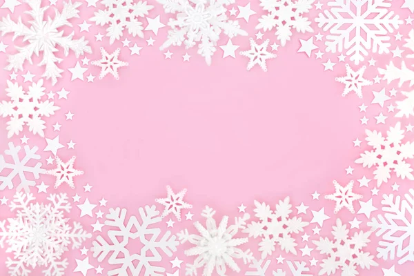 Різдвяний Сніжинка Магічний Північний Полюс Прикрасами Зірок Пастелі Рожевого Кольору — стокове фото