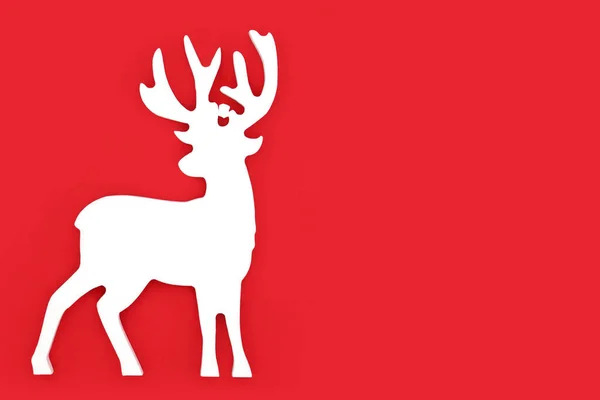 Vigilia Natale Renna Polo Nord Festivo Design Minimale Sfondo Rosso — Foto Stock