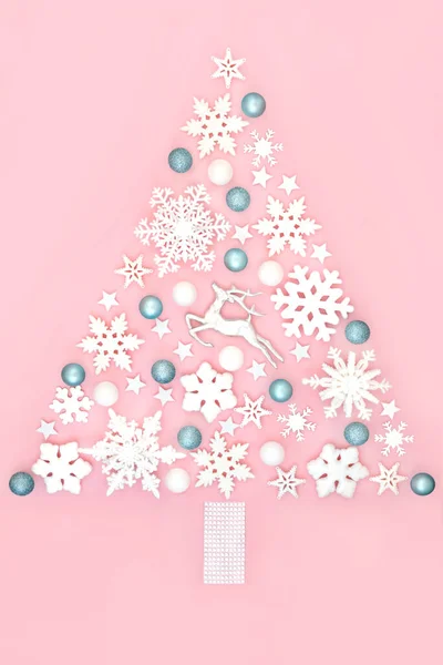 Surreal Christmas Tree Shape Decoration Abstract North Pole Concept Snowflake — Stock Photo, Image