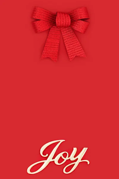 Segno Gioia Natale Con Fiocco Rosso Composizione Natalizia Minima Natale — Foto Stock
