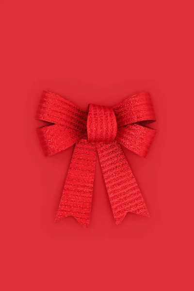 Красный Бант Упаковки Подарков Рождество Традиционный Символ Роскоши Рождество День — стоковое фото
