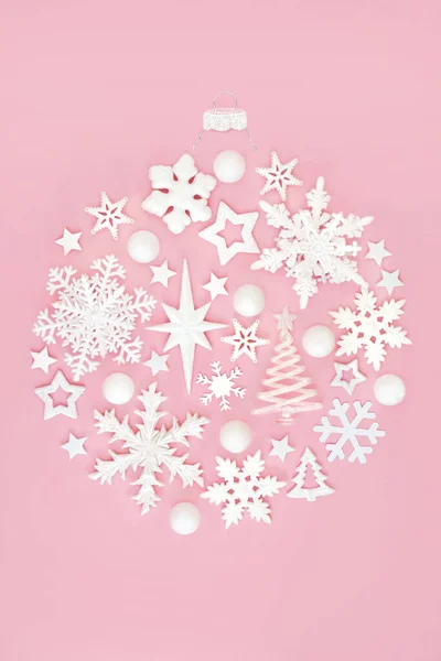 Φαντασία Χριστουγεννιάτικο Δέντρο Στολίδι Στρογγυλό Σχήμα Διακόσμηση Ροζ Φόντο Μαγική — Φωτογραφία Αρχείου