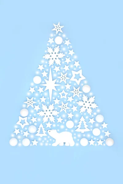 Kouzelný Vánoční Strom Koncept Tvar Abstraktní Sníh Lední Medvěd Hvězda — Stock fotografie