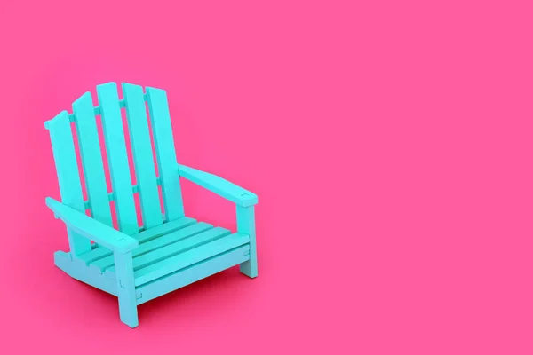 Tempo Para Relaxar Composição Com Moderno Azul Madeira Slatted Cadeira — Fotografia de Stock