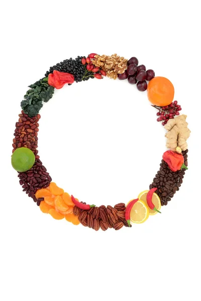 Healthy Nourishing Food Wreath Foods High Nutrients High Flavonoids Antioxidants — Stock Photo, Image