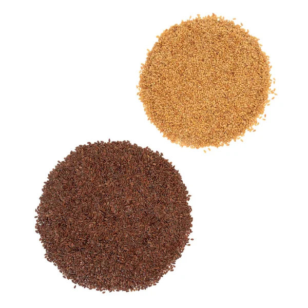 Flax Seed Brown Golden Varieties Health Food Low Cholesterol Blood — Stock Photo, Image
