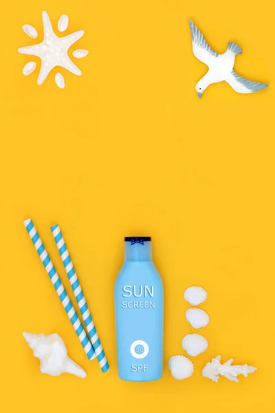 Protetor Solar Fator Loção Cinquenta Para Proteção Skincare Verão Com — Fotografia de Stock