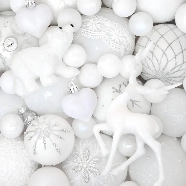 Kerstavond Noordpool Thema Rendieren Poolbeer Wit Bauble Ornament Achtergrond Ontwerp — Stockfoto