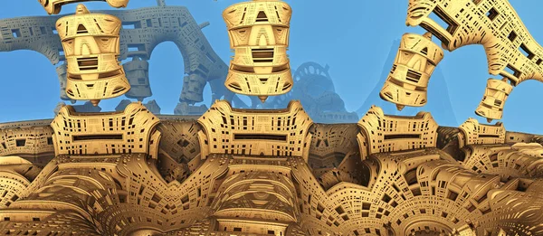 Construcción Estructuras Alienígenas Formas Fantásticas Abstractas Arquitectura Estructuras Civilización Antigua — Foto de Stock