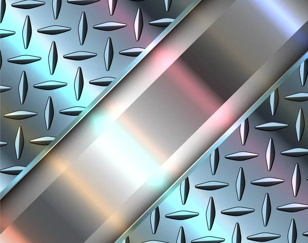 銀研磨鋼の質感の背景 ダイヤモンドプレートの虹彩の質感と光沢のあるクロム金属 3Dベクトルの光沢のある金属デザイン — ストックベクタ