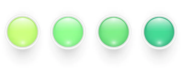 Lesklá Zelená Kolekce Tlačítek Lesklé Kruhové Ikony Vektorová Ilustrace — Stockový vektor
