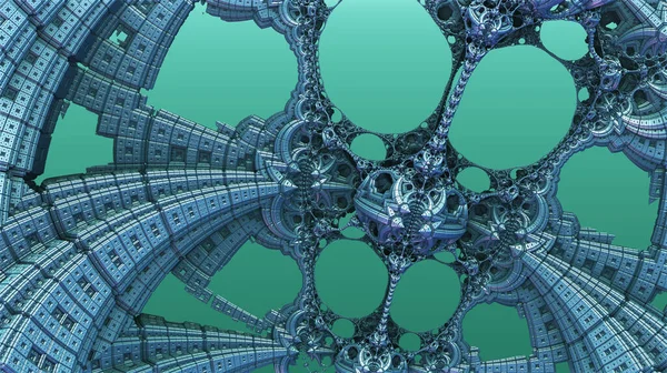Abstrakter Hintergrund Fantastische Blaue Metallstrukturen Antike Zivilisation Fiktiver Hintergrund Renderillustration — Stockfoto