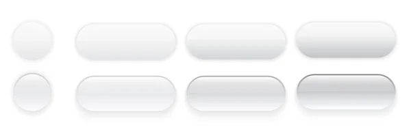 ユーザーインターフェイス用のホワイトボタン モバイル ウェブ ソーシャルメディア ビジネス用のシンプルな3Dモダンなデザイン 最小限のスタイルUiアイコンセット ベクトルイラスト — ストックベクタ