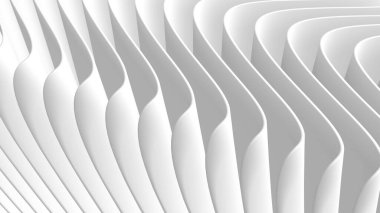 White background stripes 3D wavy pattern, elegant abstract striped pattern, interesting architectural minimal white grey backdrop, 3D render illustration.