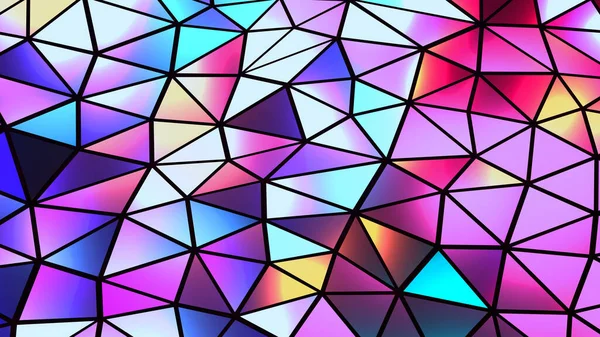 Abstract Mosaic Background Colorful Polygons Black Triangle Shapes Stained Glass — Stock Photo, Image